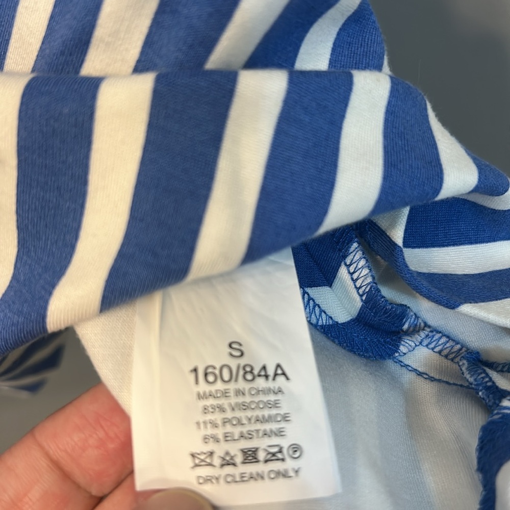 KATE SPADE DRESS Basket Stripe Ponte Fiorella Preppy Blue White Sz Small - Picture 6 of 12